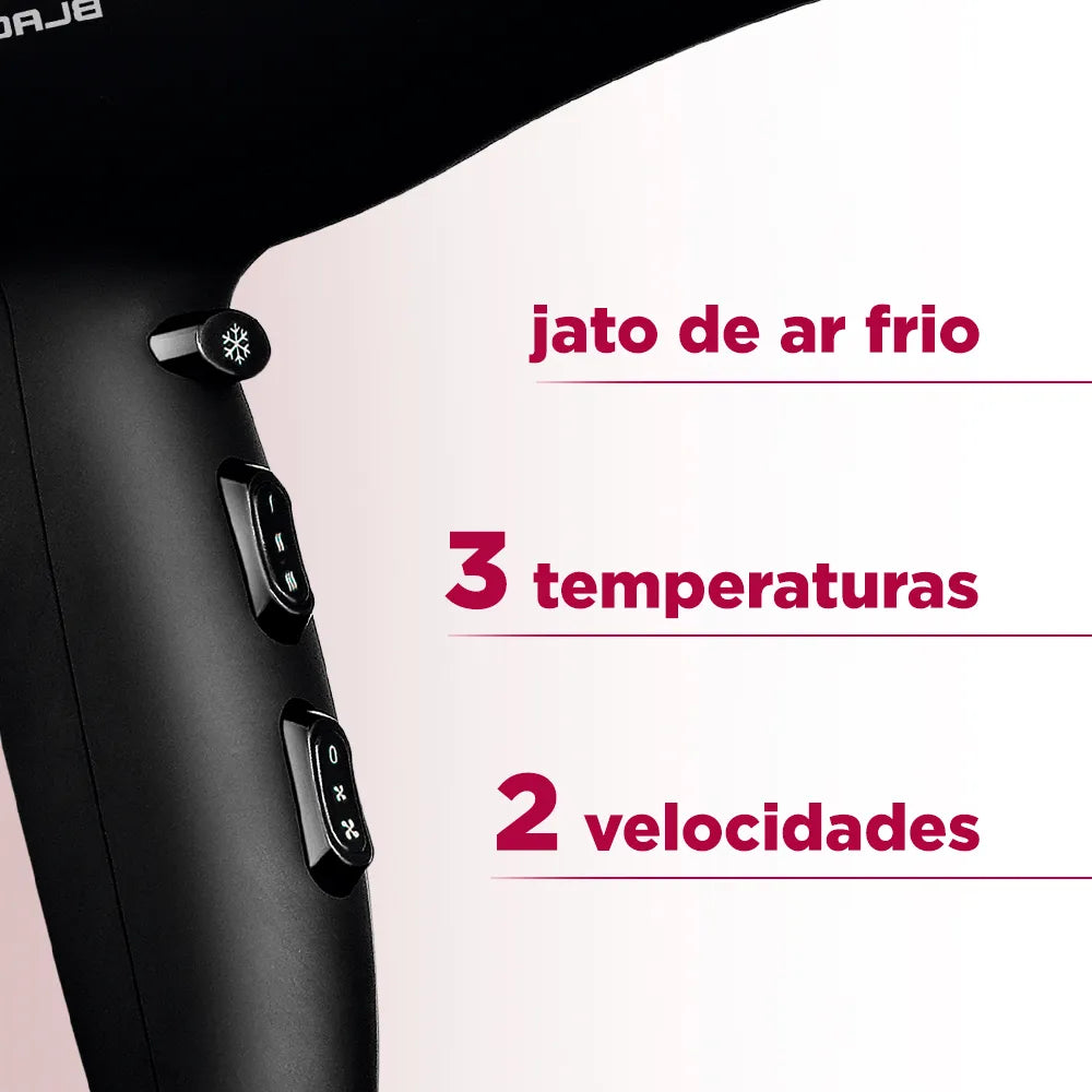 Secador de Cabelos Mondial Power Shine Black Íon 2000W SC-13