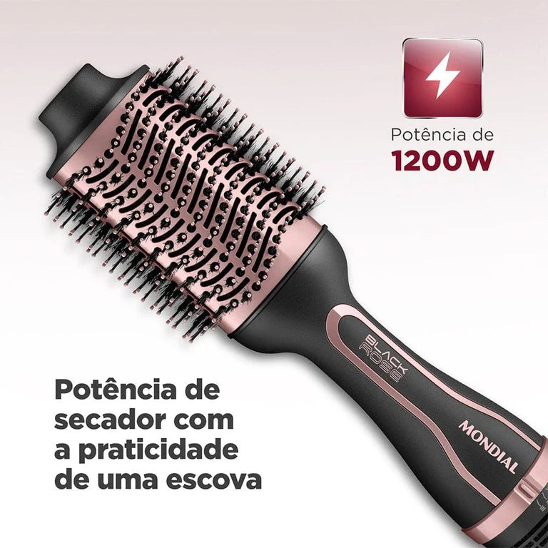 Escova Secadora Mondial Preto e Golden Rose 1200W ES-05