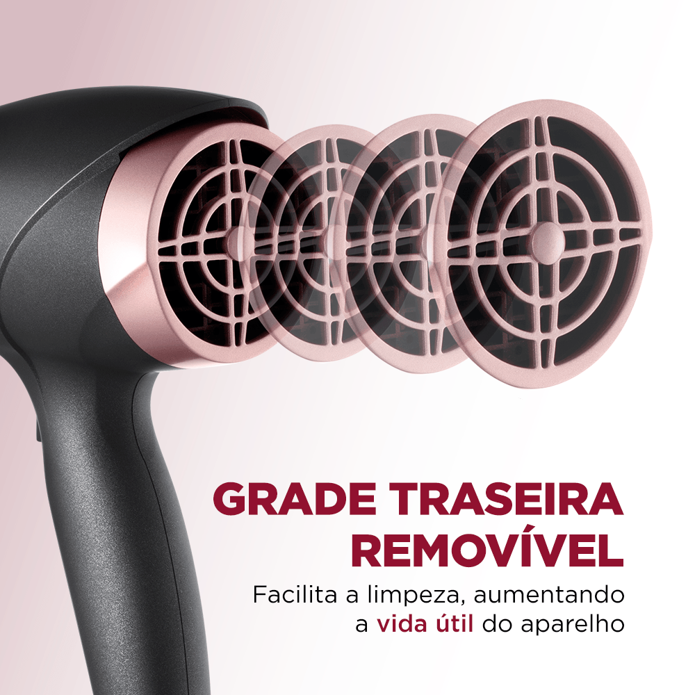 Secador de Cabelos Mondial Preto e Golden Rose 2000W SC-37