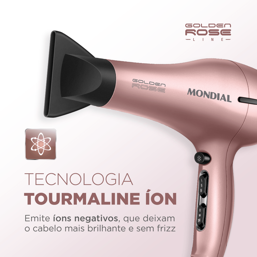 Secador de Cabelos Profissional Mondial Golden Rose 2000W SCP-01