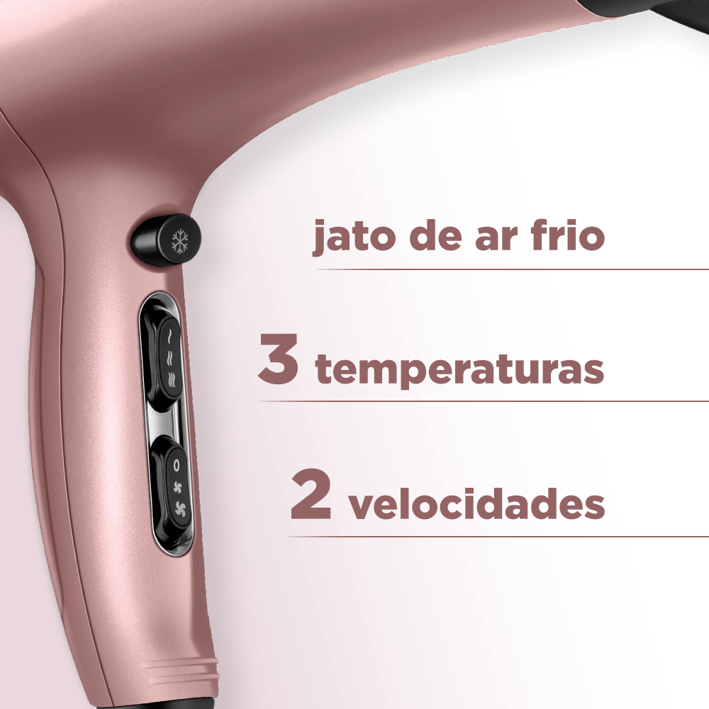 Secador de Cabelos Profissional Mondial Golden Rose 2000W SCP-01