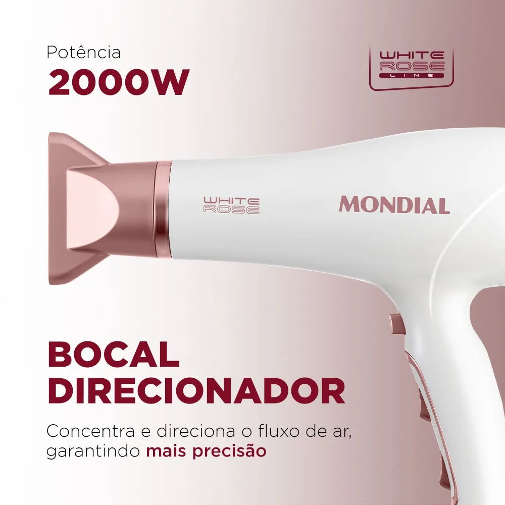 Secador de Cabelos Mondial Branco e Rose Gold 2000W SCN-50
