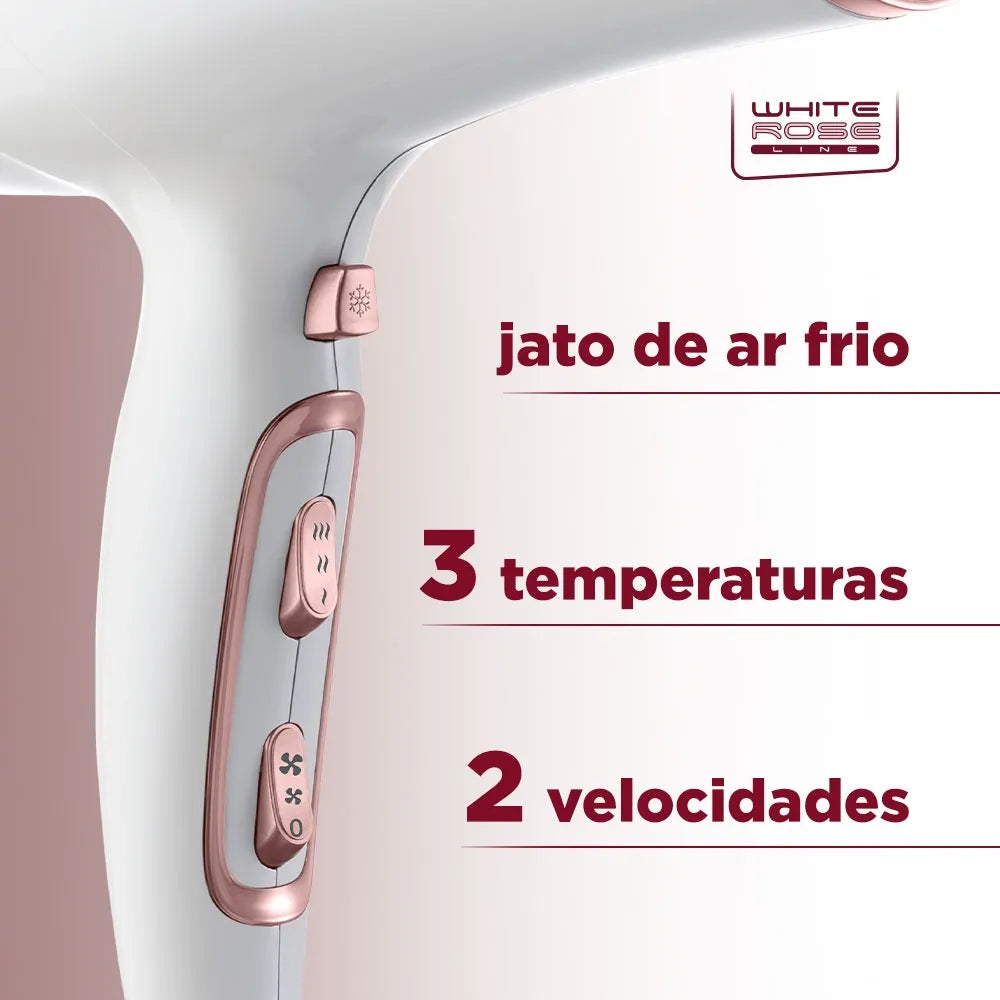 Secador de Cabelos Mondial Branco e Rose Gold 2000W SCN-50