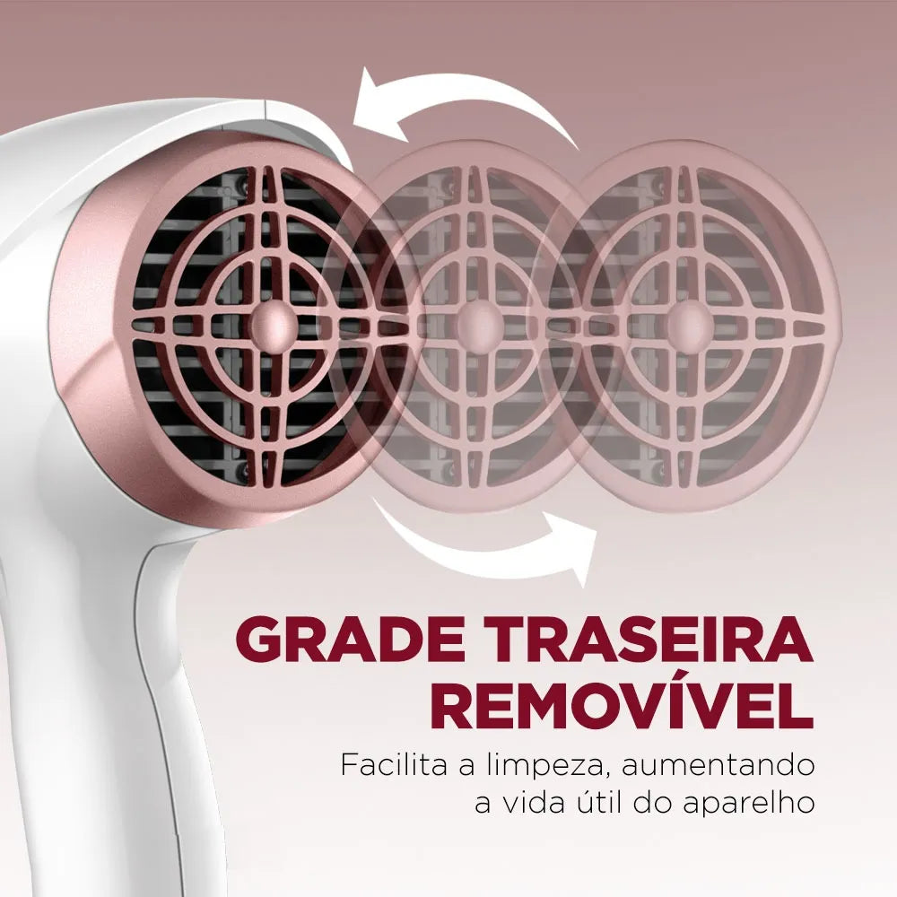 Secador de Cabelos Mondial Branco e Rose Gold 2000W SCN-50