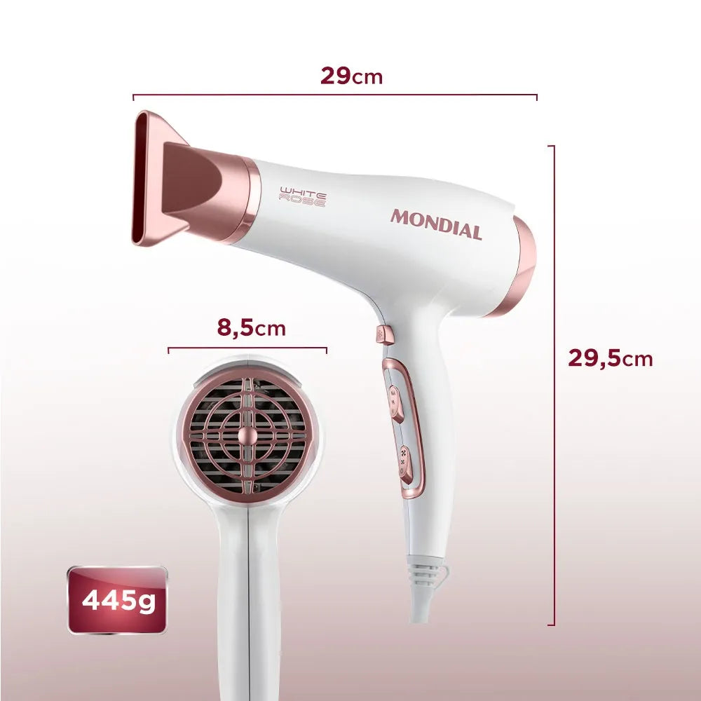 Secador de Cabelos Mondial Branco e Rose Gold 2000W SCN-50