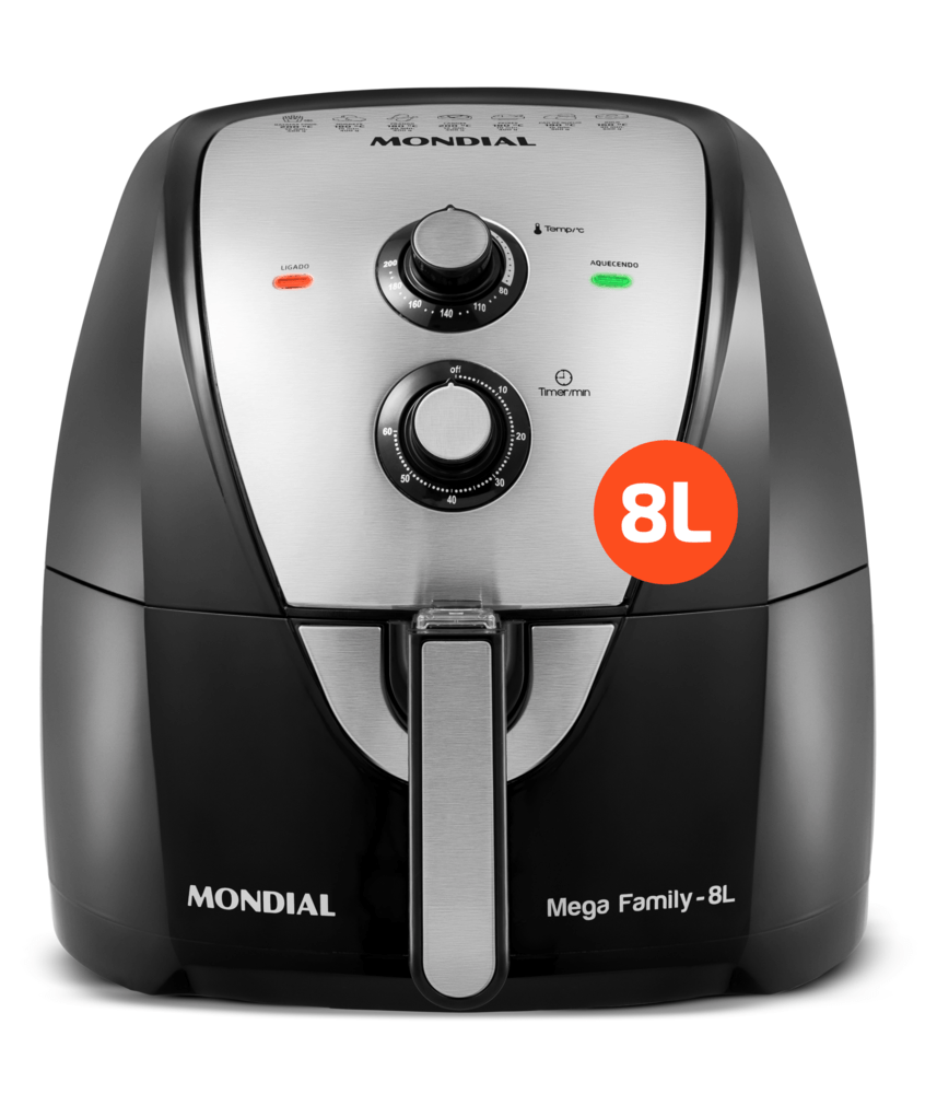 Fritadeira Sem Óleo Air Fryer 8L Mondial Preto Inox 1900W AFN-80-BI