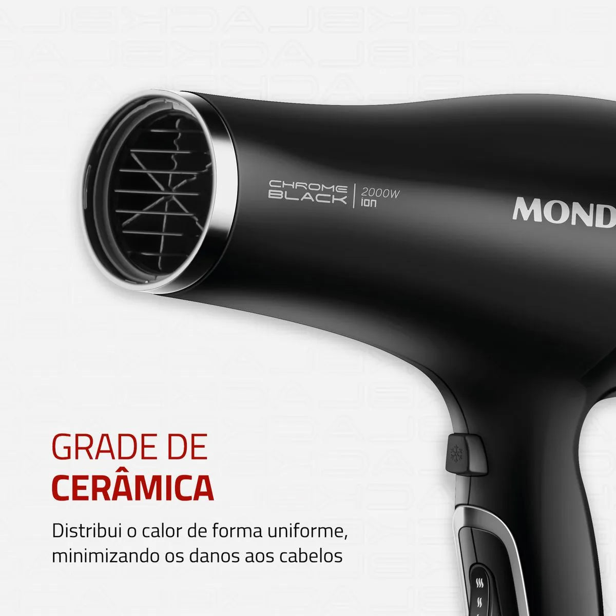 Secador de Cabelos Mondial Preto e Cromado Prata 2000W SCN-04