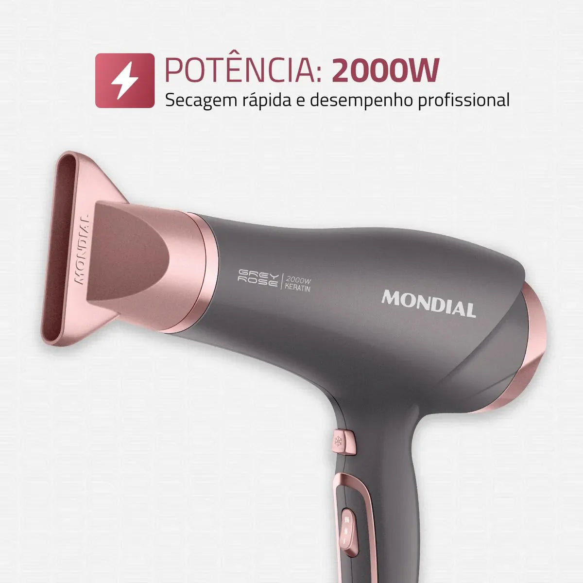 Secador de Cabelos Mondial Grafite e Rose 2000W SCN-11