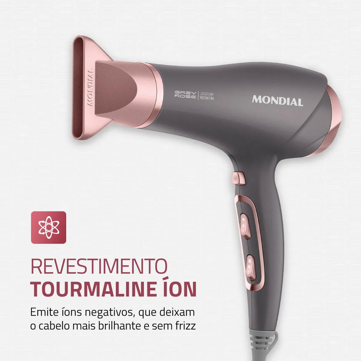 Secador de Cabelos Mondial Grafite e Rose 2000W SCN-11