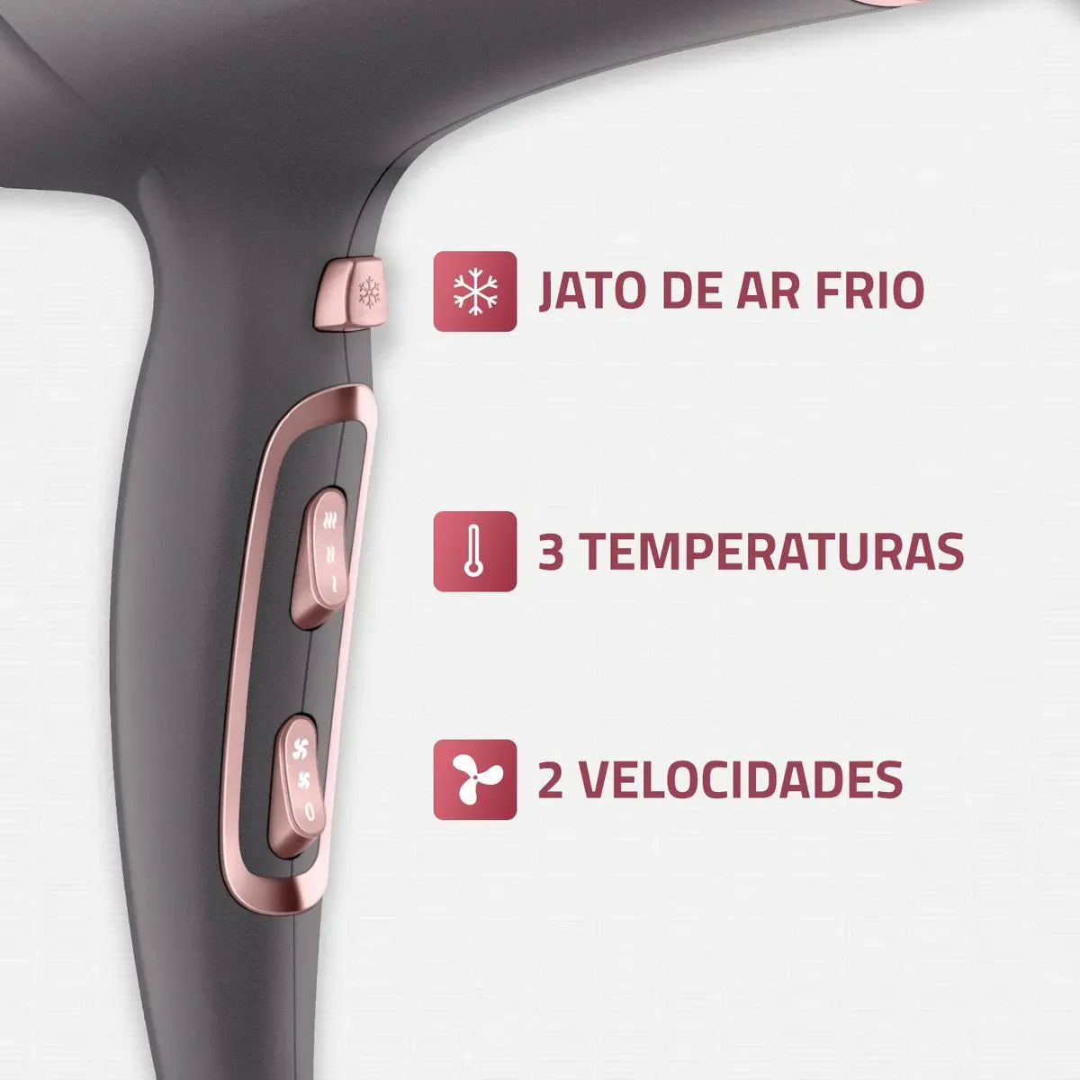 Secador de Cabelos Mondial Grafite e Rose 2000W SCN-11