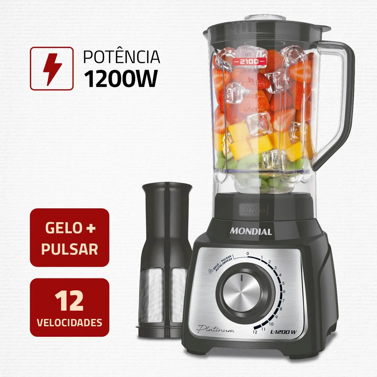 Liquidificador Mondial Turbo Platinum L-1200-PI