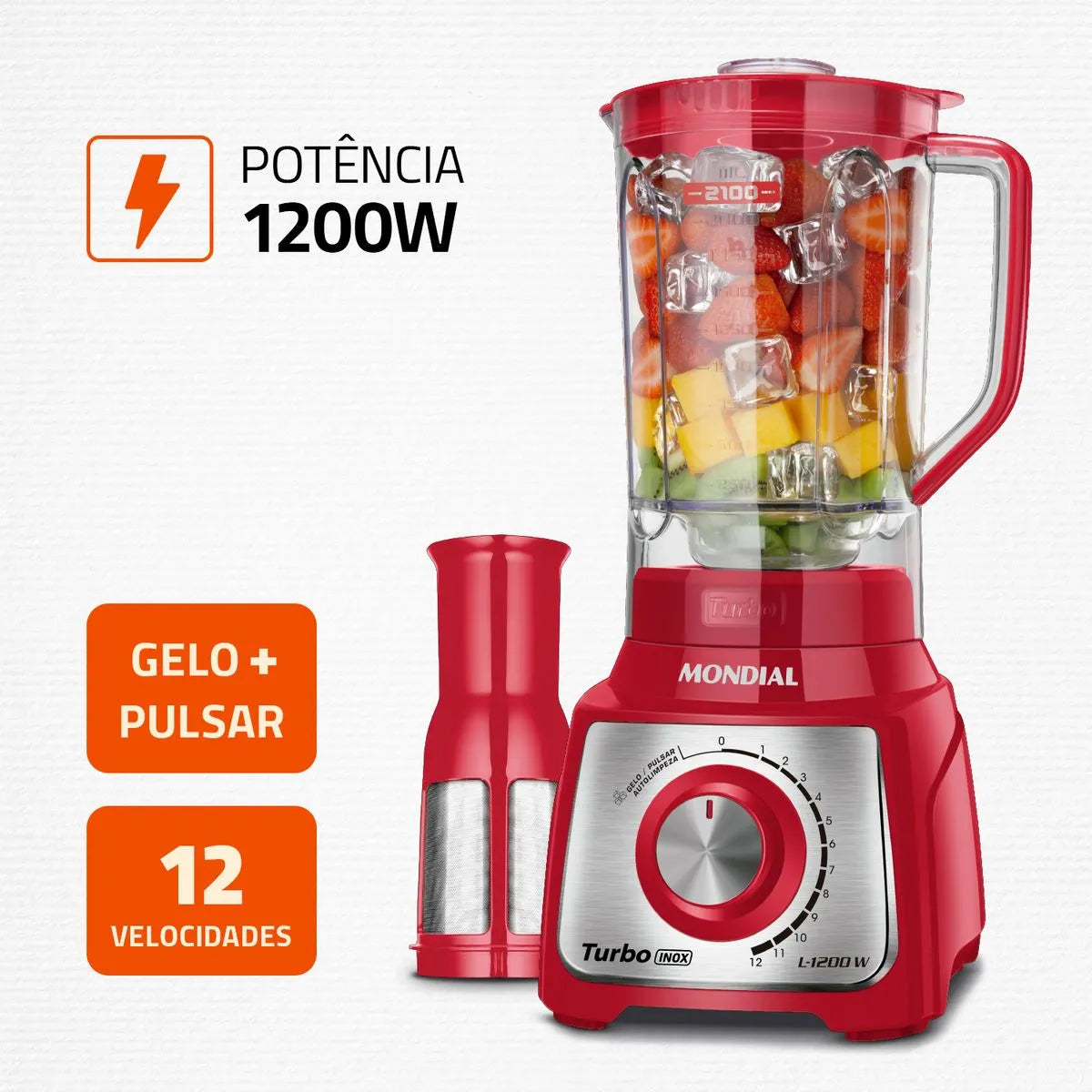 Liquidificador Mondial Turbo Inox L-1200 RI