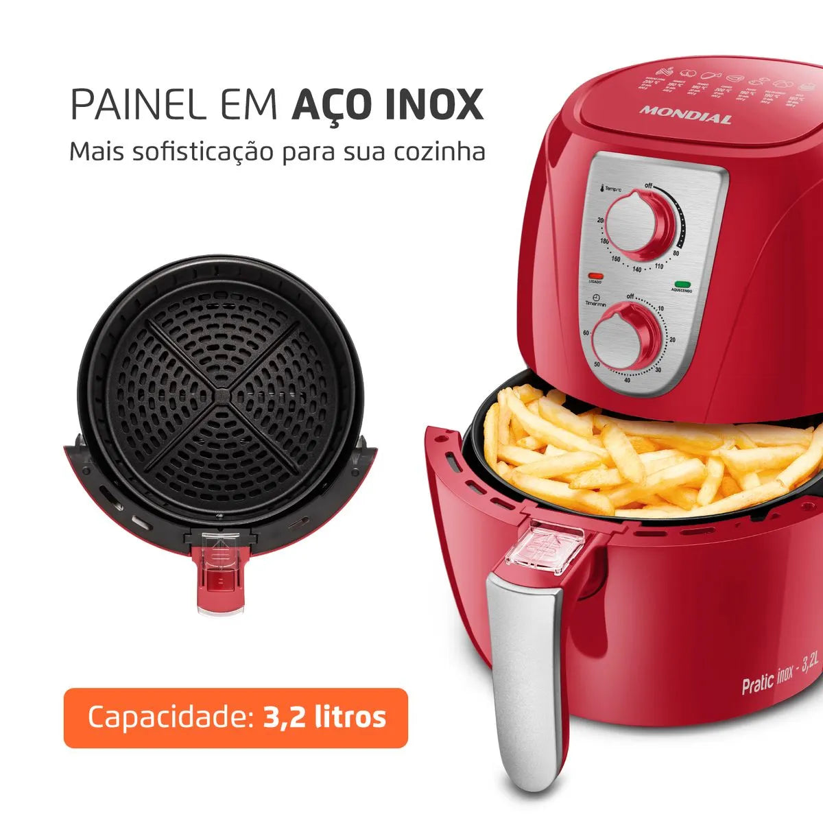 Fritadeira Sem Óleo Air Fryer 3,2L Mondial- AF-34-R
