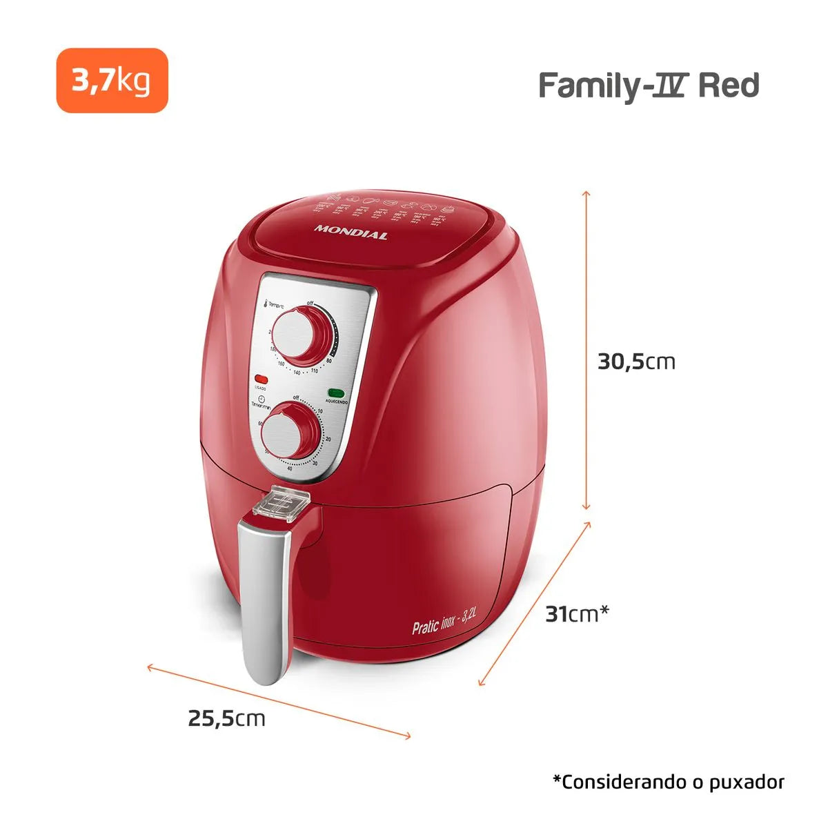 Fritadeira Sem Óleo Air Fryer 3,2L Mondial- AF-34-R