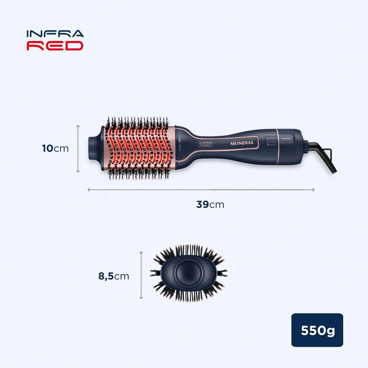 Escova Secadora InfraRed Mondial Azul e Golden Rose 1300W ES-01-IR