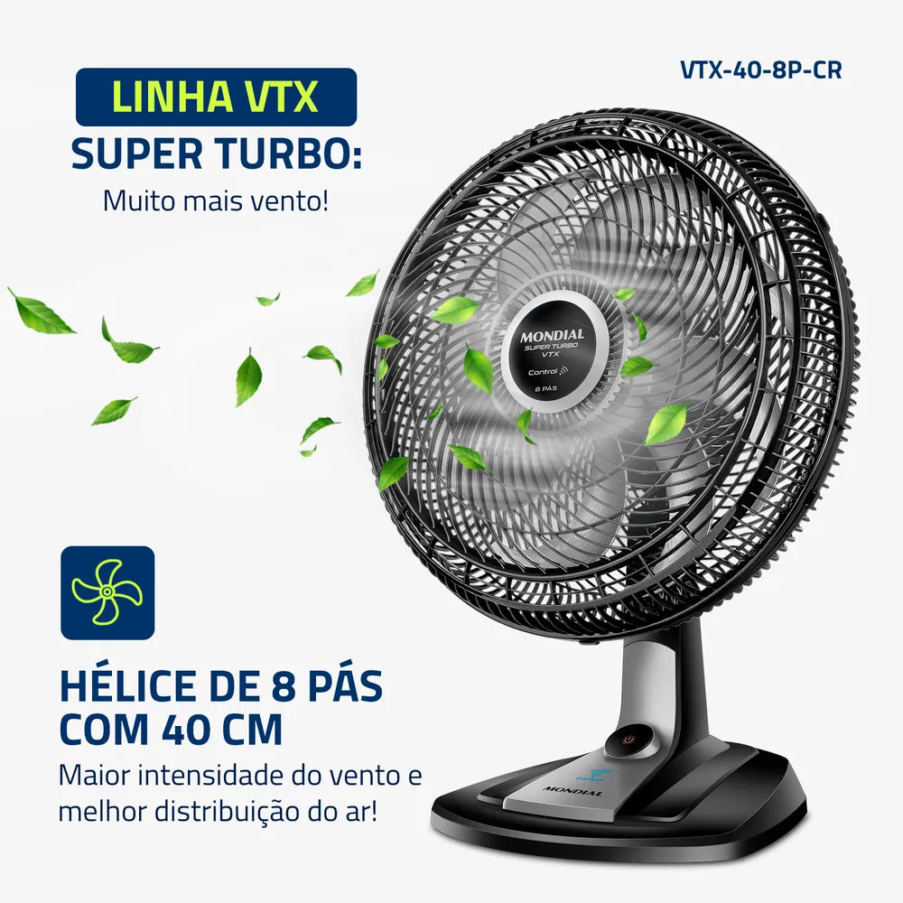 Ventilador de Mesa Mondial Turbo 8 Pás 40 cm VTX-40-8P-CR