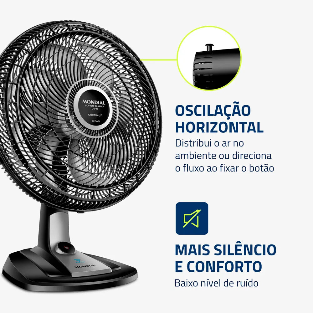 Ventilador de Mesa Mondial Turbo 8 Pás 40 cm VTX-40-8P-CR