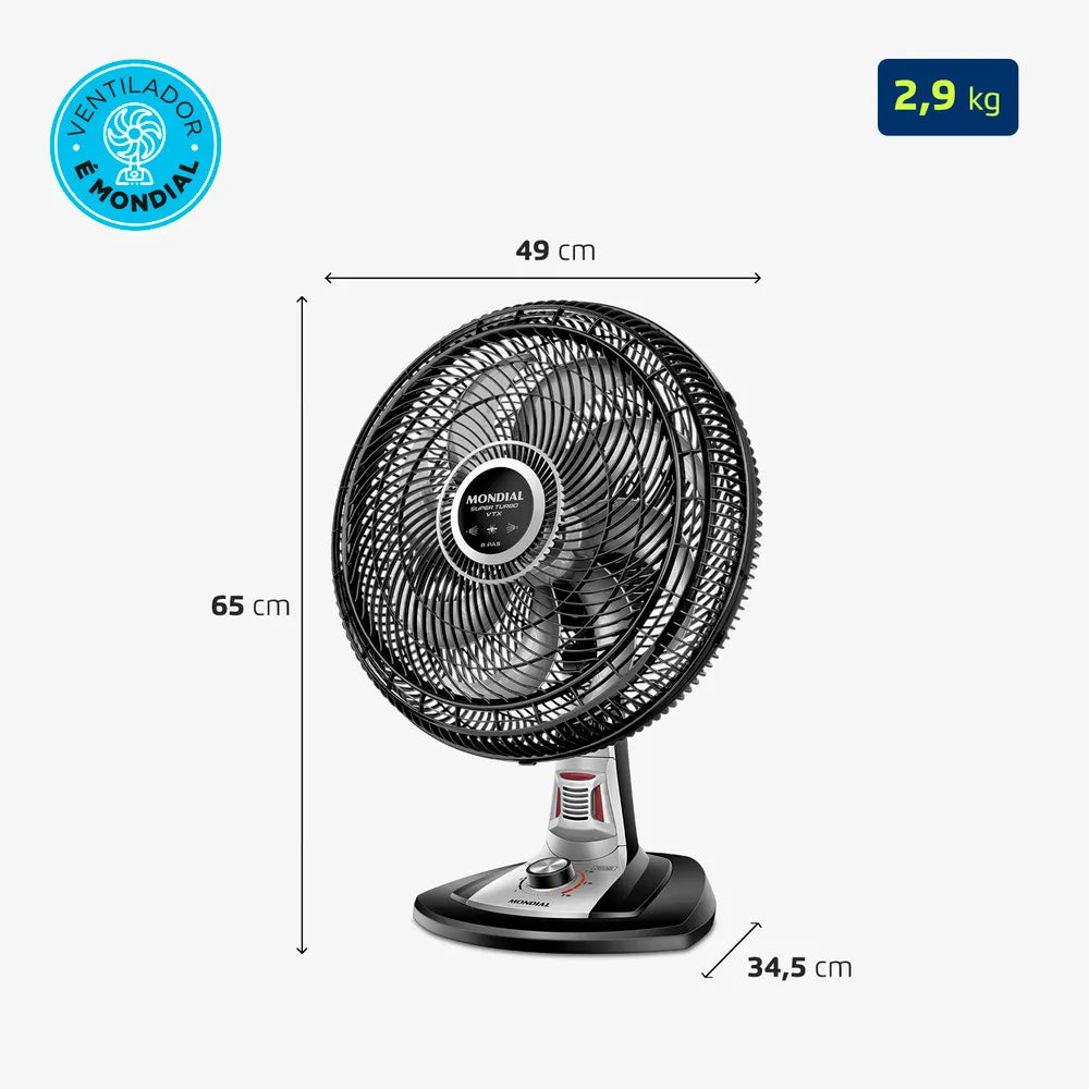 Ventilador de Mesa Mondial Turbo 8 Pás 40 cm Repelente Pastilha VTX-40-8P-RP