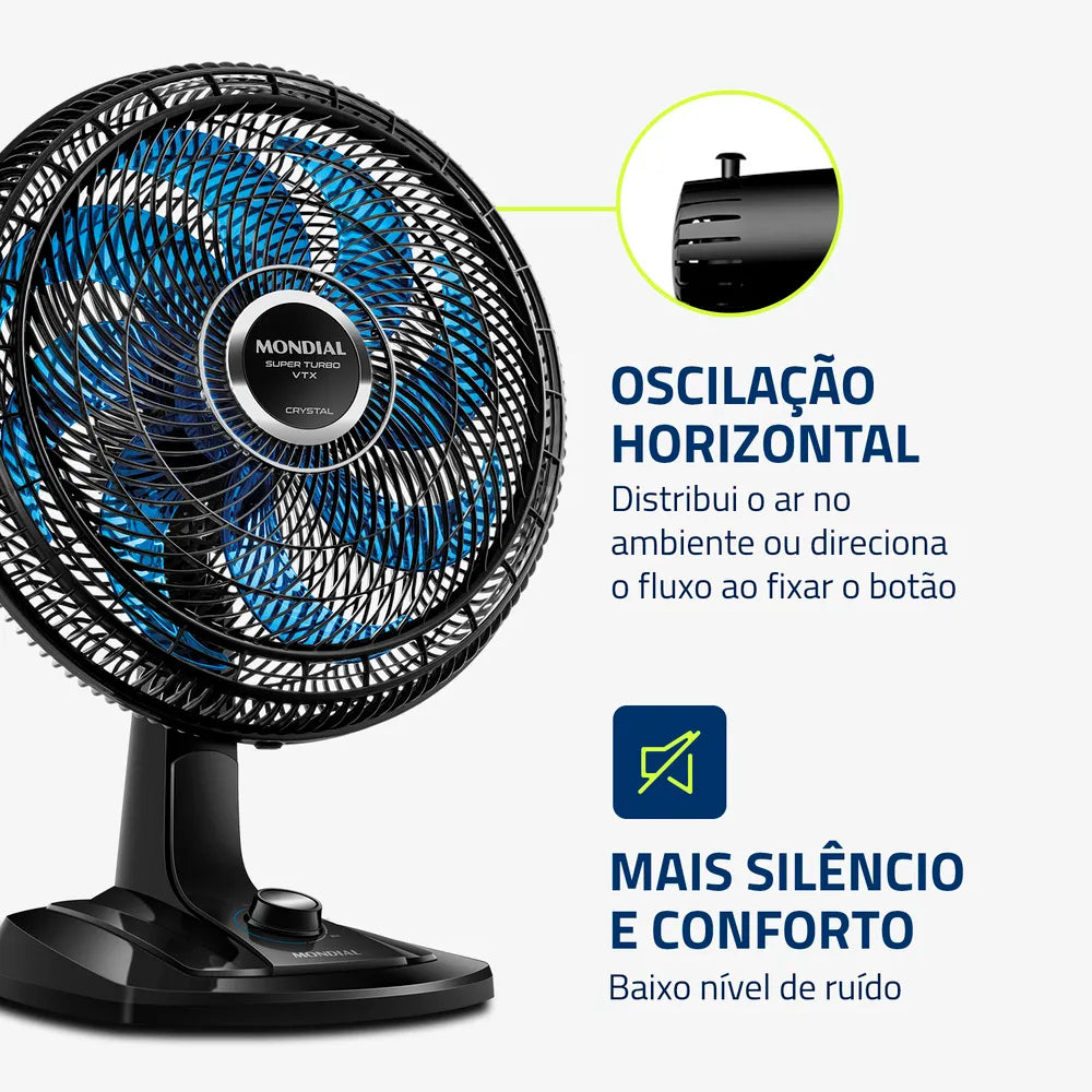 Ventilador de Mesa Super Turbo 8 Pás Mondial- VTX-40-CRYSTAL