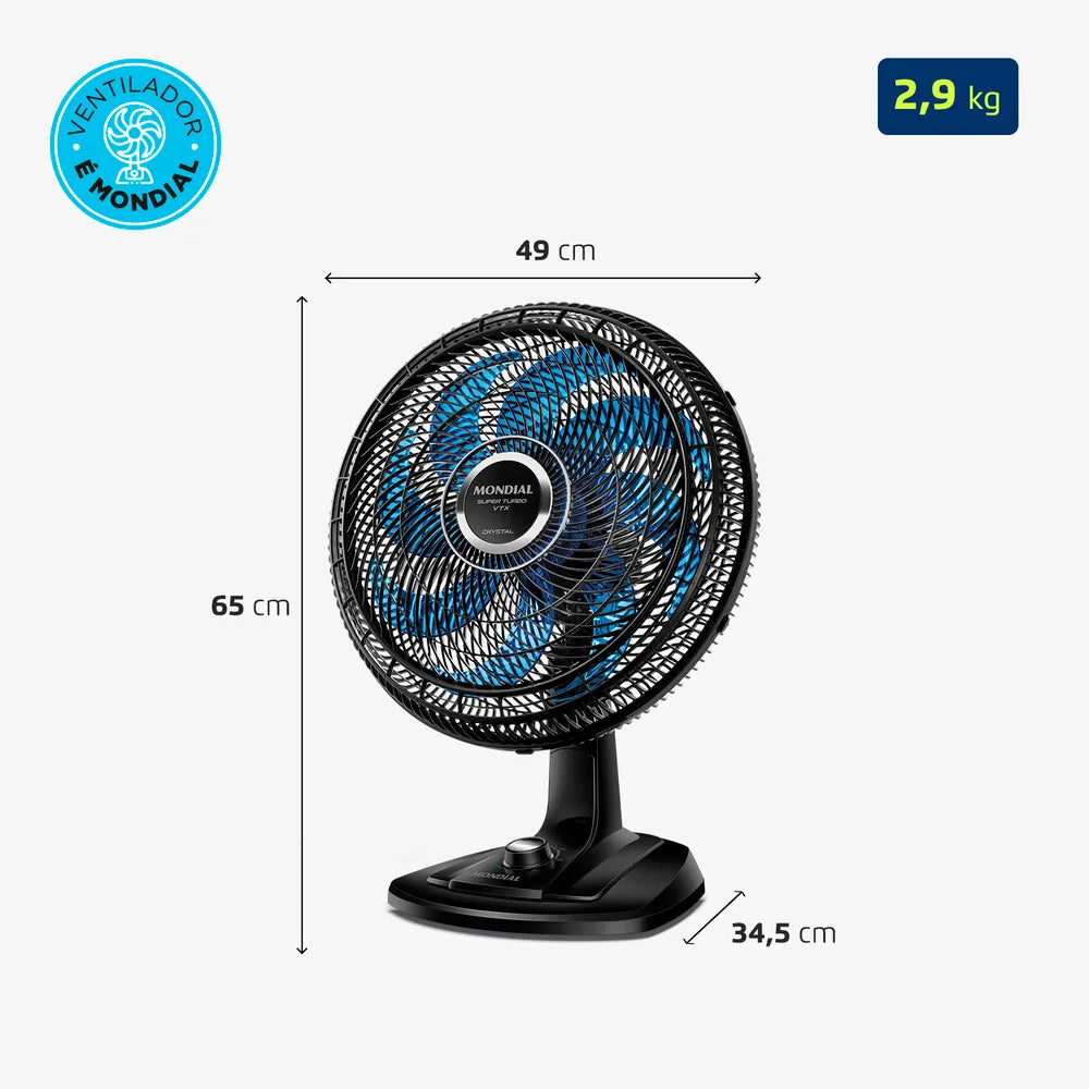 Ventilador de Mesa Super Turbo 8 Pás Mondial- VTX-40-CRYSTAL