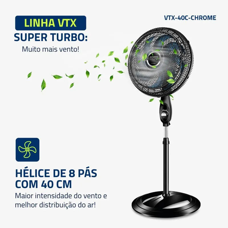 Ventilador de Coluna Mondial Turbo 8 Pás VTX-40C-CHROME