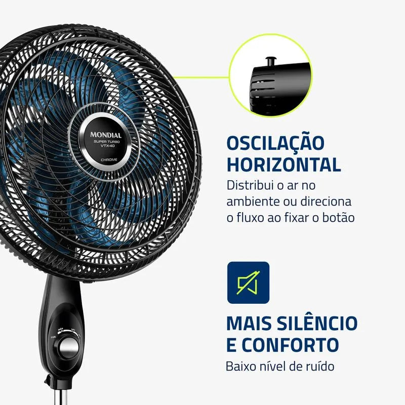 Ventilador de Coluna Mondial Turbo 8 Pás VTX-40C-CHROME
