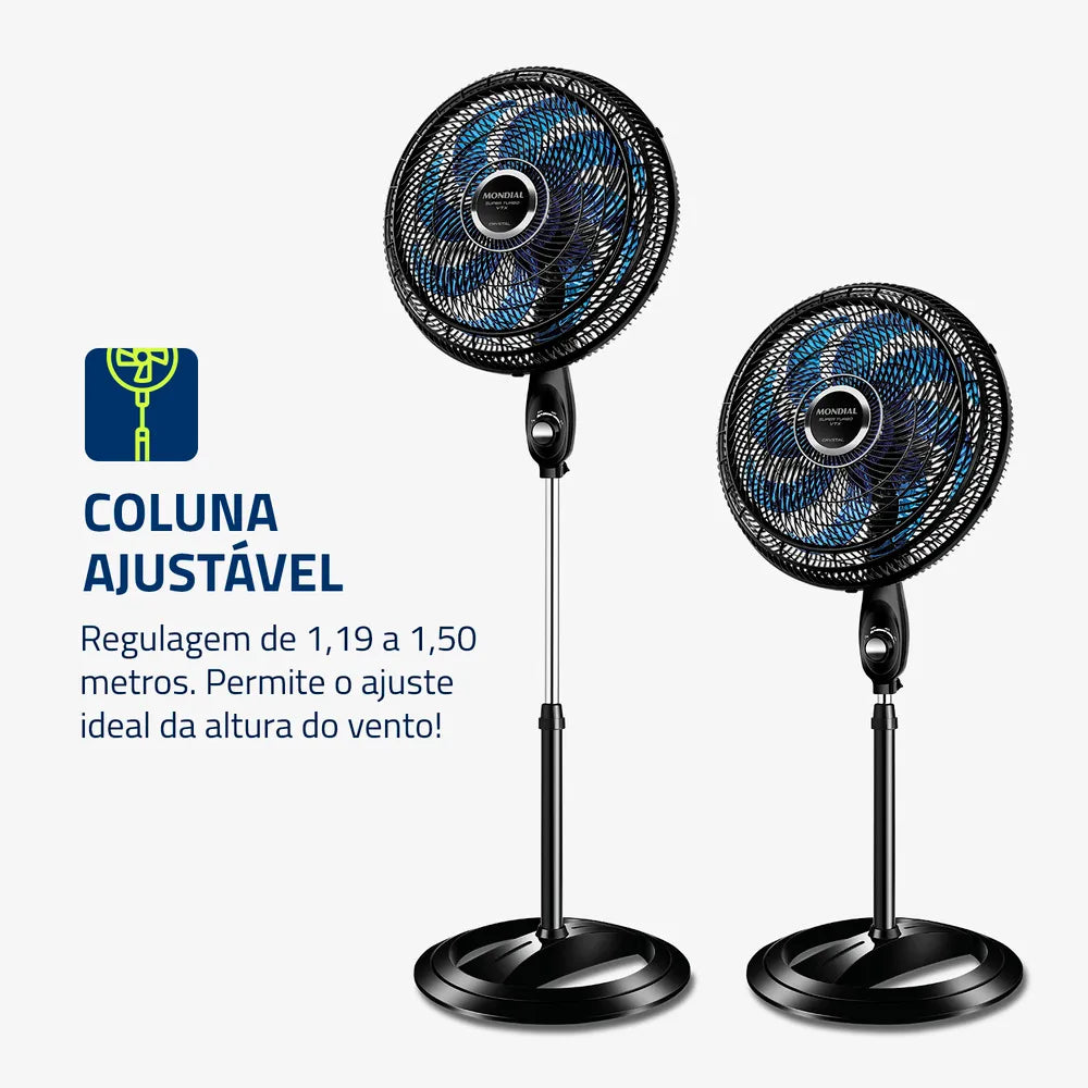 Ventilador de Coluna Super Turbo 8 Pás Mondial - VTX-40C-CRYSTAL
