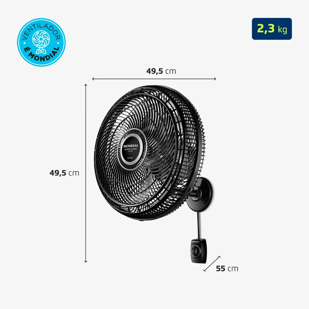 Ventilador de Parede Mondial Turbo 8 Pás VTX-40P-8P