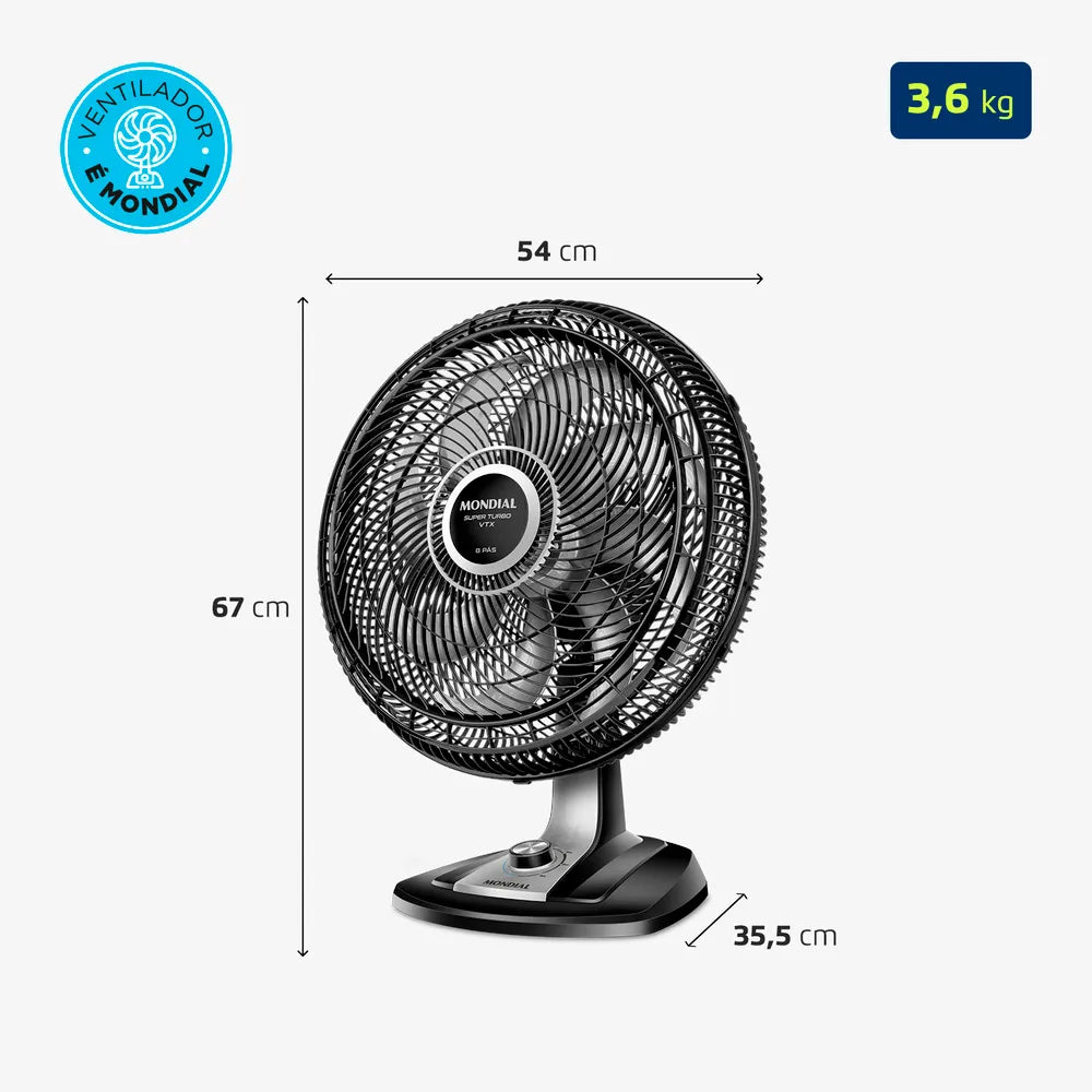 Ventilador de Mesa Mondial Turbo 8 Pás 50cm VTX-50-8P