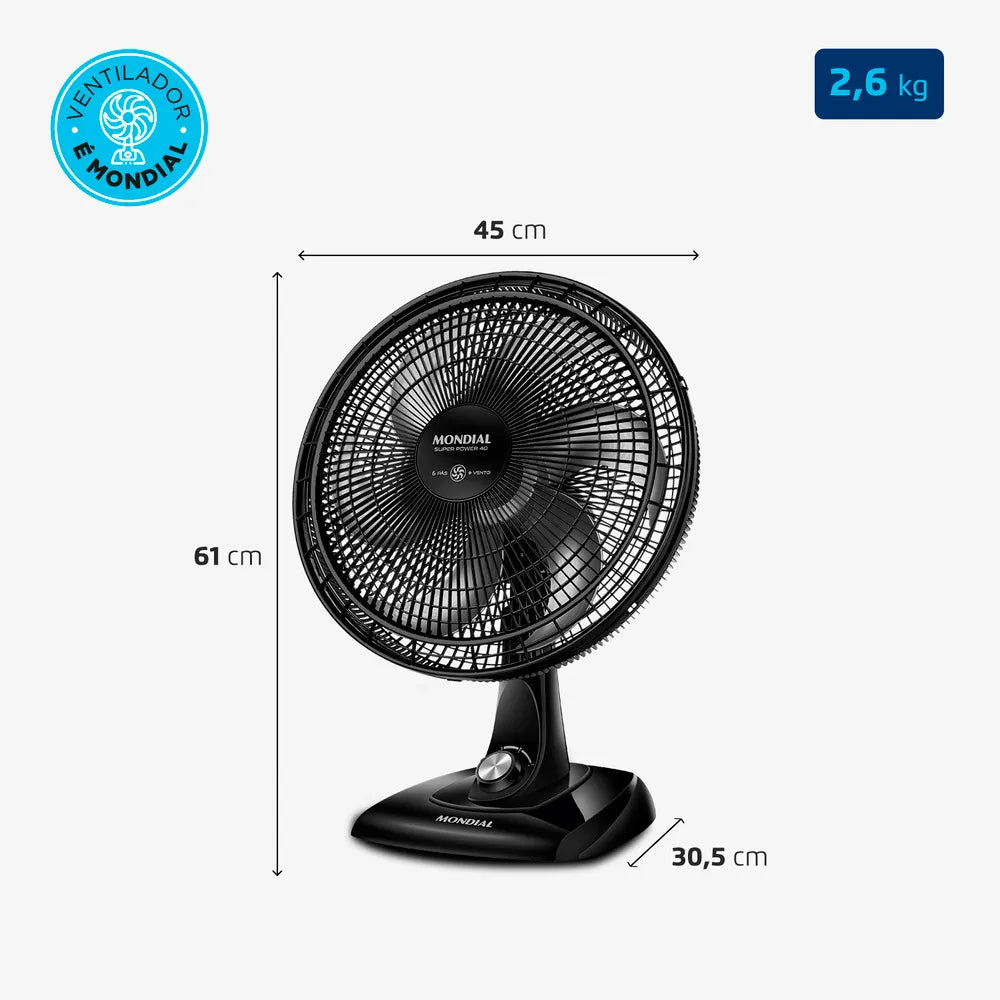 Ventilador de Mesa Mondial 6 pás VSP-40-B
