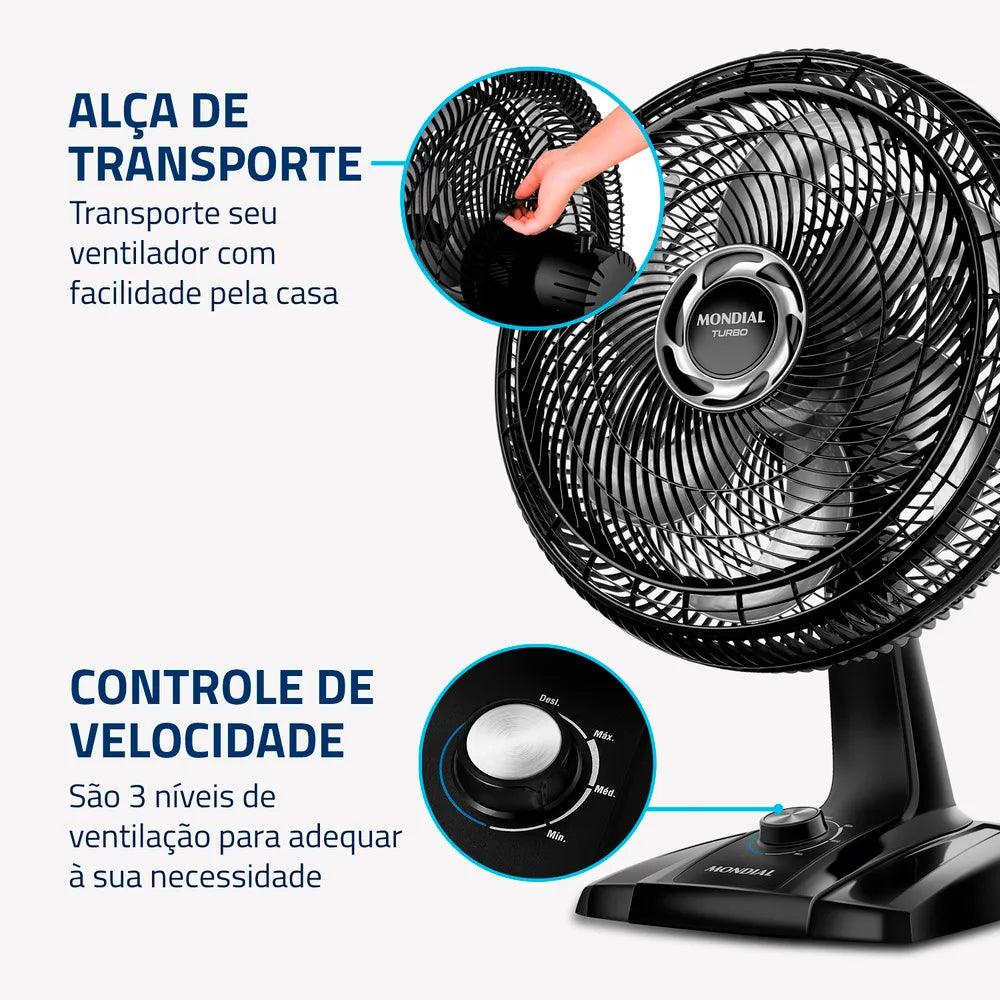 Ventilador de Mesa Mondial 6 pás Turbo VT-40-NB