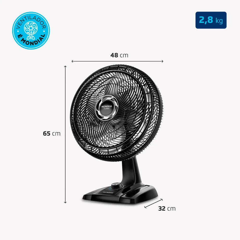 Ventilador de Mesa Mondial 6 pás Turbo VT-40-NB