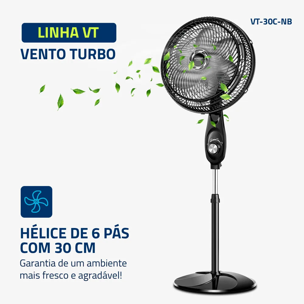 Ventilador de Coluna Mondial 6 pás Turbo VT-30C-NB