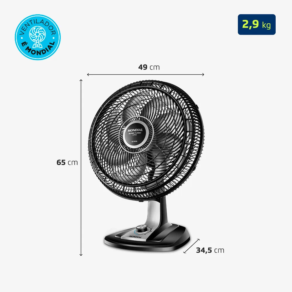 Ventilador de Mesa Mondial Turbo 8 Pás VTX-40-8P