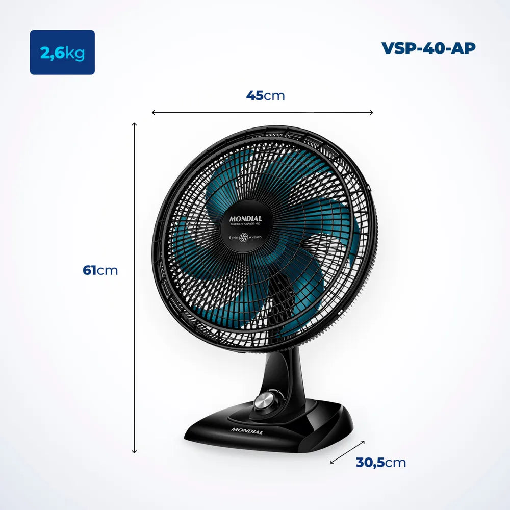 Ventilador de Mesa Mondial 6 pás VSP-40-AP