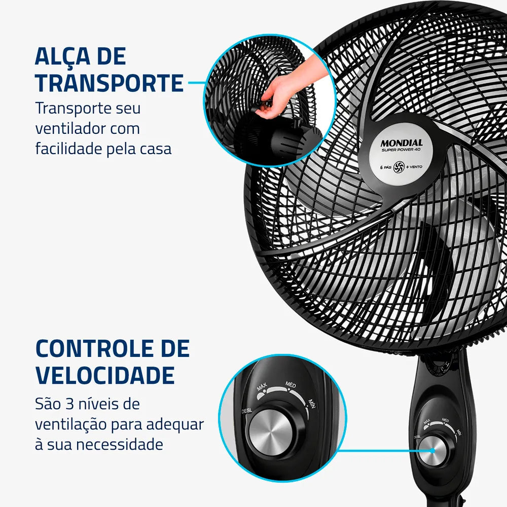 Ventilador de Coluna Mondial 6 pás VSP-40C-B