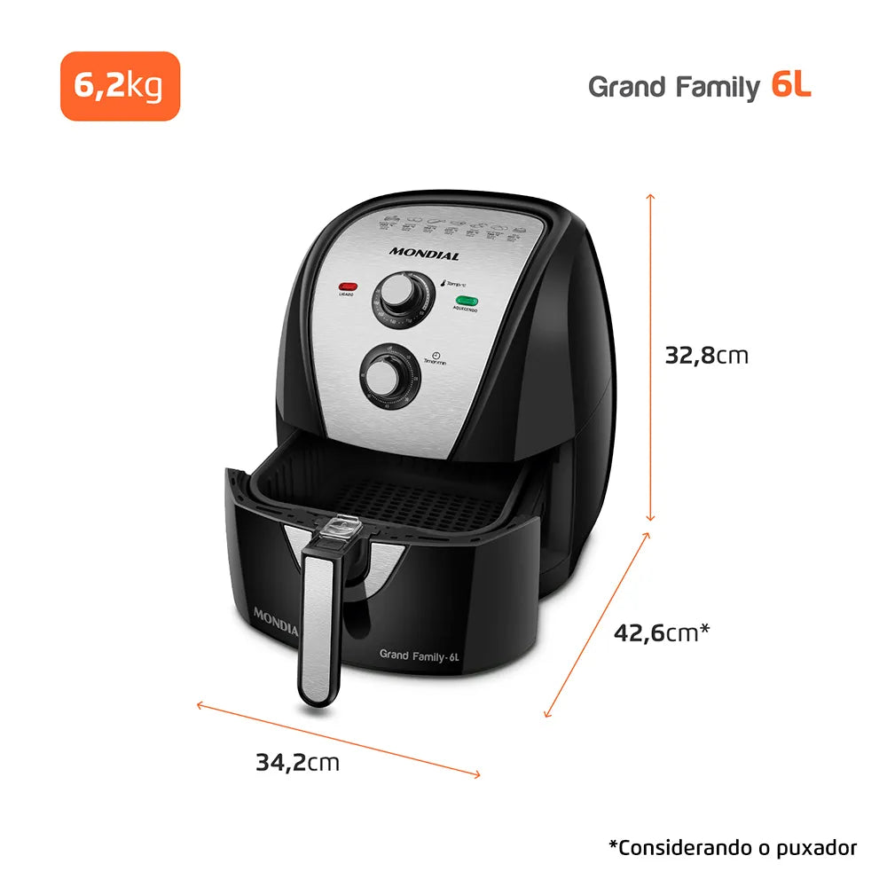 Fritadeira Sem Óleo Air Fryer 6 Litros AFN-60-BI Mondial