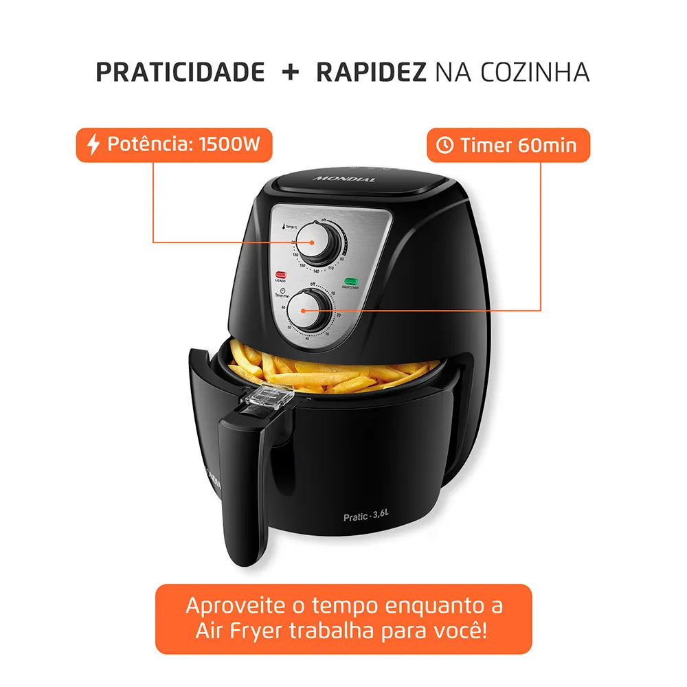 Fritadeira Sem Óleo Air Fryer Pratic 3,6L Mondial AF-36-BI