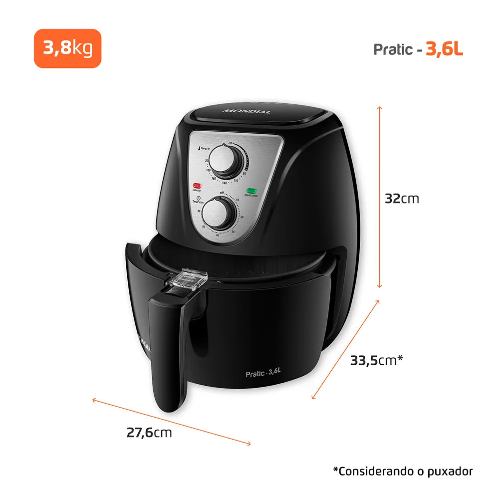 Fritadeira Sem Óleo Air Fryer Pratic 3,6L Mondial AF-36-BI