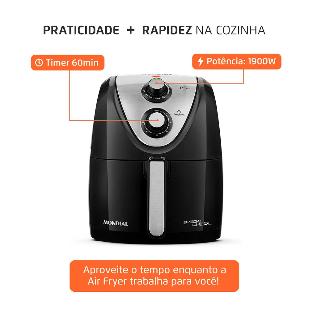 Fritadeira Sem Óleo Air Fryer 5L Mondial AFN-51-BI