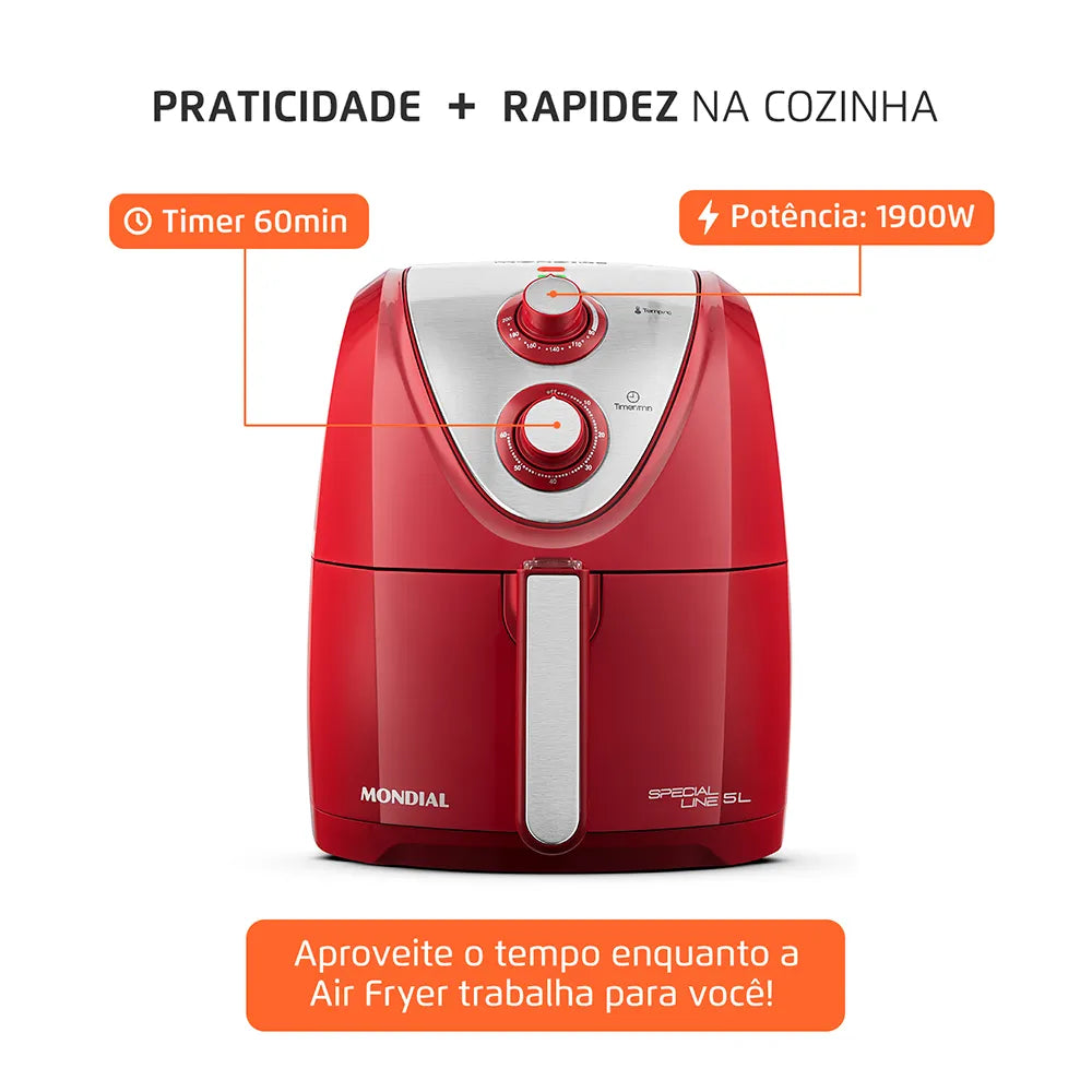 Fritadeira Sem Óleo Air Fryer 5L Mondial AFN-51-RI