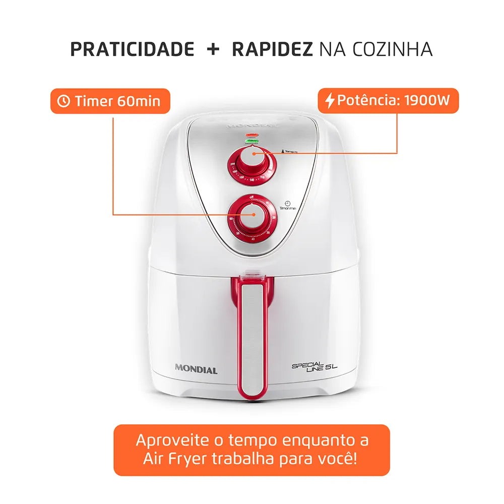 Fritadeira Sem Óleo Air Fryer 5L Mondial AFN-51-WR