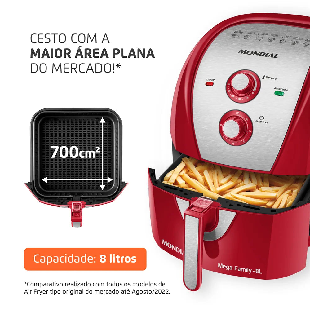 Fritadeira Sem Óleo Air Fryer 8 Litros AFN-80-RI Mondial
