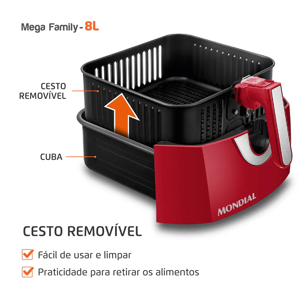 Fritadeira Sem Óleo Air Fryer 8 Litros AFN-80-RI Mondial