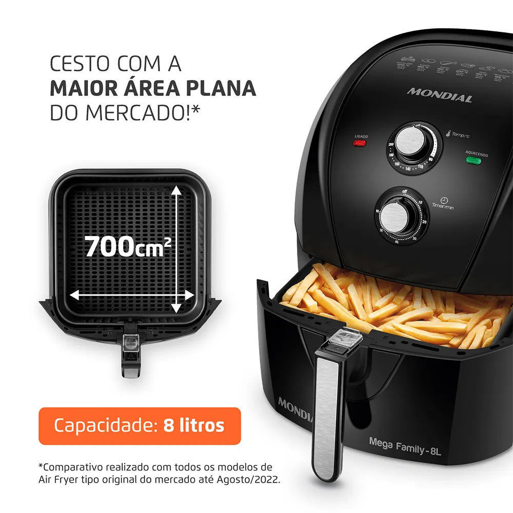 Fritadeira Sem Óleo Air Fryer 8L Mondial Preto - AFN-80-FB