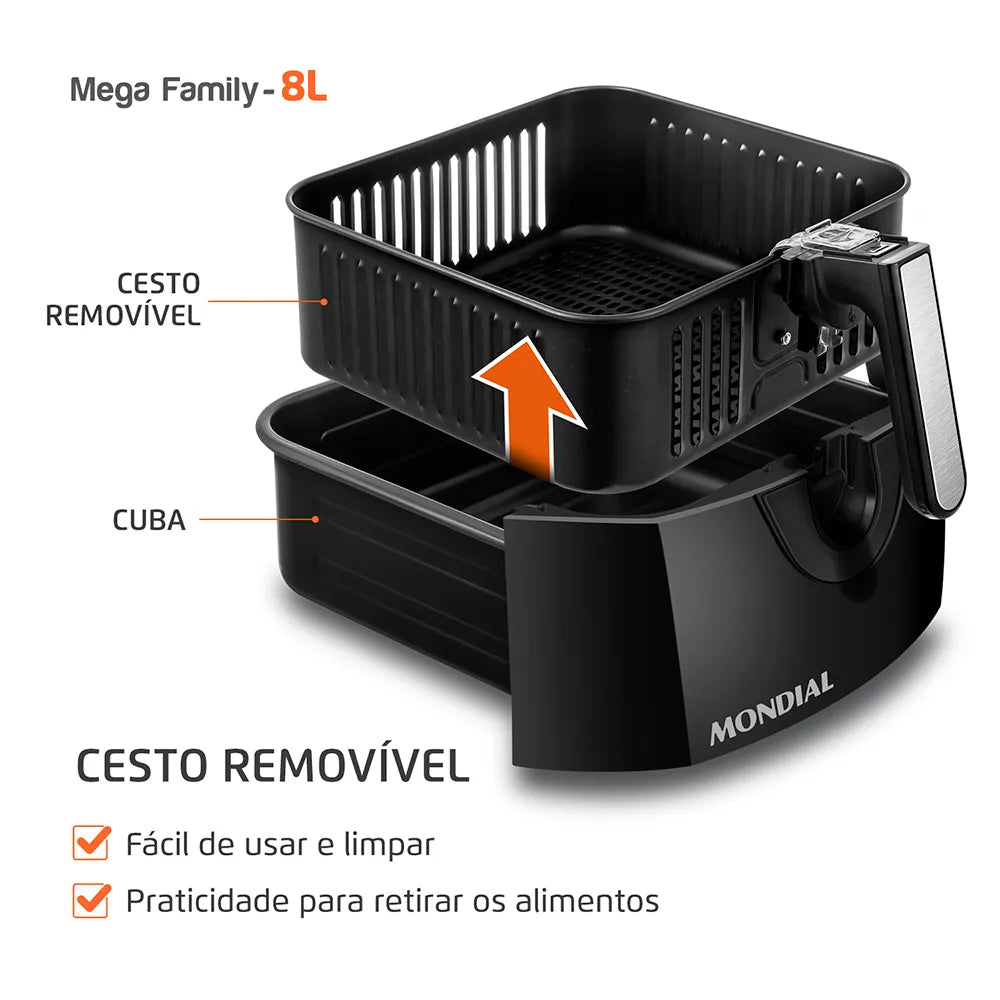 Fritadeira Sem Óleo Air Fryer 8L Mondial Preto - AFN-80-FB