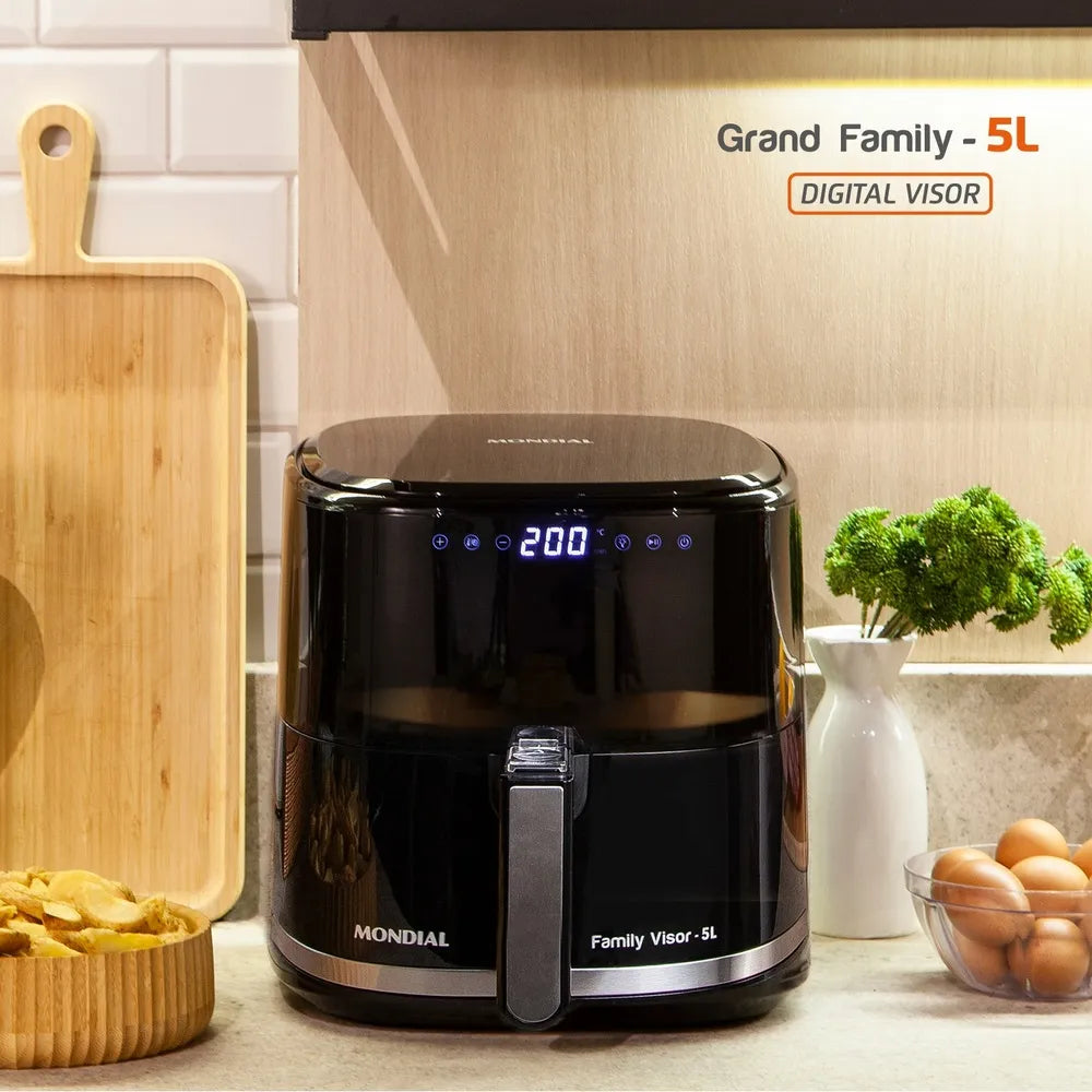 Fritadeira Sem Óleo Air Fryer Digital 5L Mondial Preto 2000W- AF-50-DV