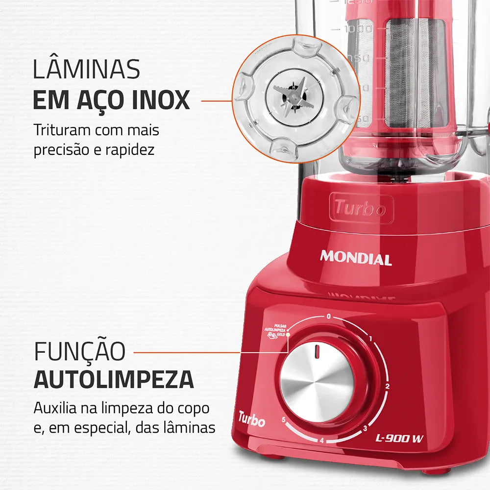 Liquidificador Mondial Turbo 900W L-900 FR-2C