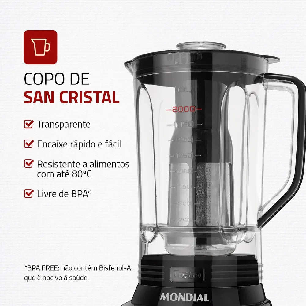 Liquidificador Mondial Turbo Inox 3L L-1100-BI