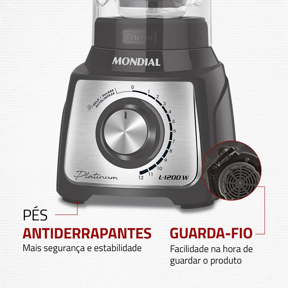 Liquidificador Mondial Turbo Platinum L-1200-PI